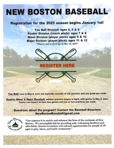 Baseball Registration 2025  Season Starts Jan 1st Poster